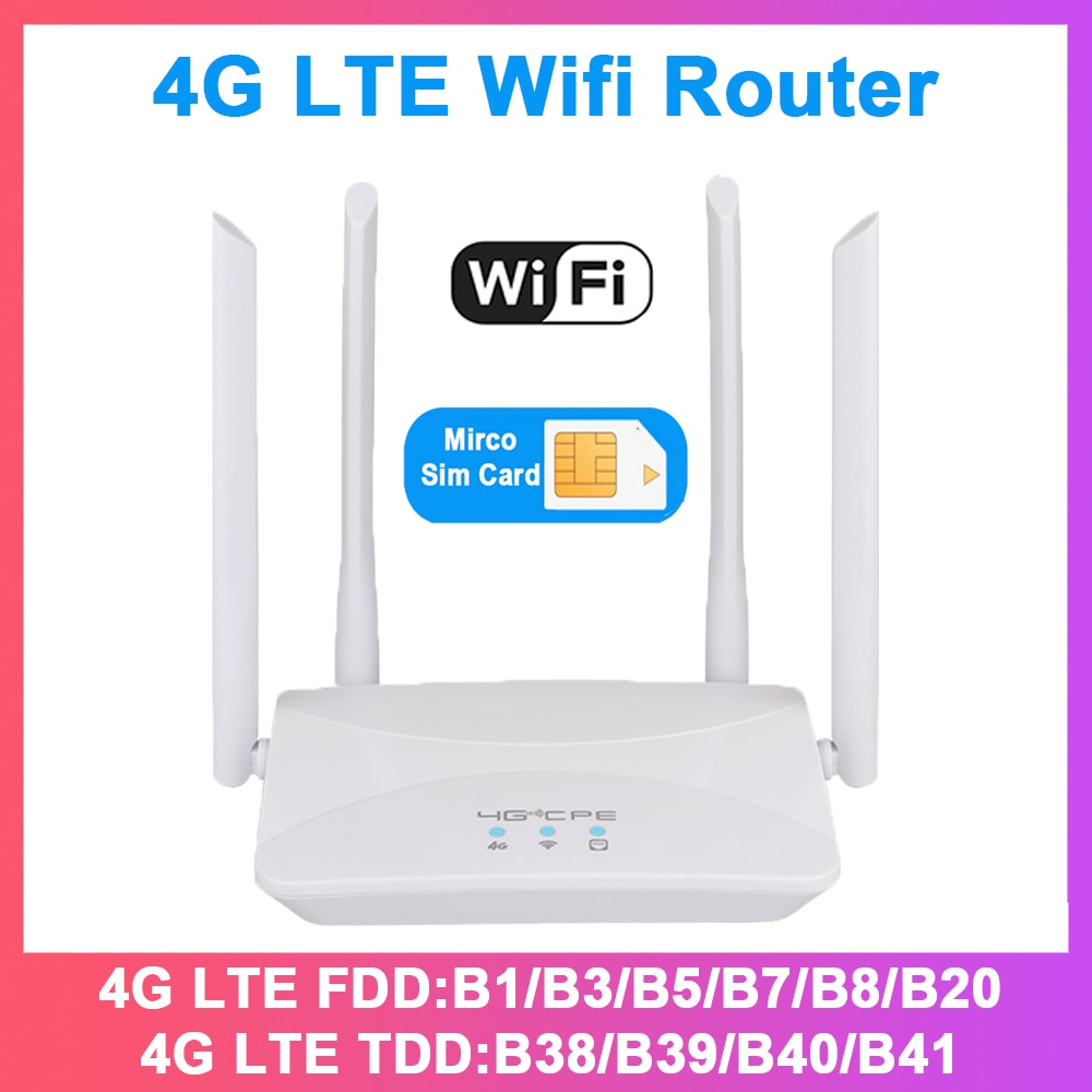 KuWFi 4G LTE CPE Router 150Mbps Wireless Home Router 3G 4G SIM Wifi Router RJ45 WAN LAN Wireless Modem Support 10 Devices