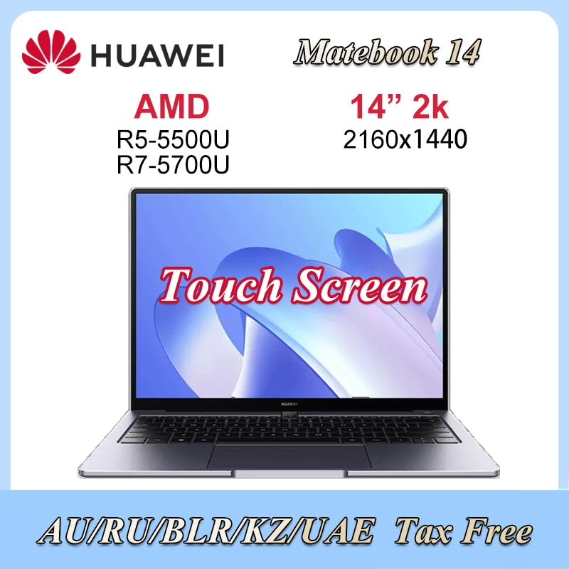 HUAWEI MateBook 14 Laptop AMD Ryzen R5-5500U/R7-5700U 16GB 512GB SSD Notebook 14-inch 2K Touch-screen Ultrbook PC Computer