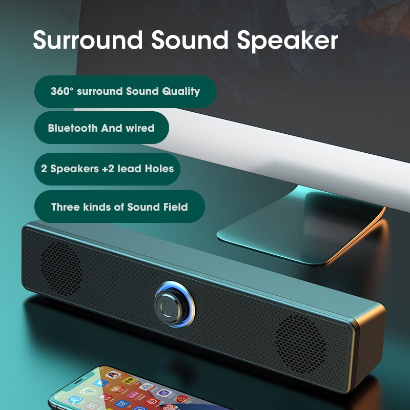 COOMAER Bluetooth 4D Surround Speaker Home Theater Sound System Computer Soundbar For TV Subwoofer Wired Stereo Strong Bass