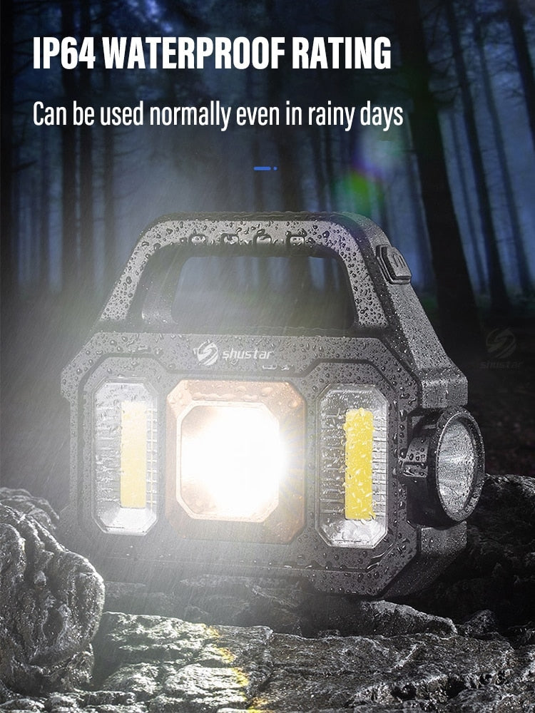 High Power Led Flashlights Rechargeable Camping Work Light Multi Functional Portable Light Solar Charging 6 Lighting Modes