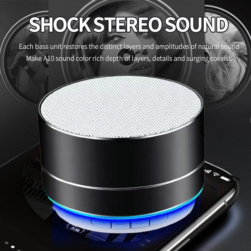 A10 Wireless Bluetooth Outdoor Subwoofer MINI Portable Speaker Radio Music Sound Box Aluminum Alloy Wireless Speaker